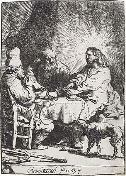 Christ At Emmaus: The Smaller Plate Oil Painting by Rembrandt Van Rijn