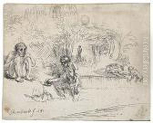 The Bathers Oil Painting by Rembrandt Van Rijn