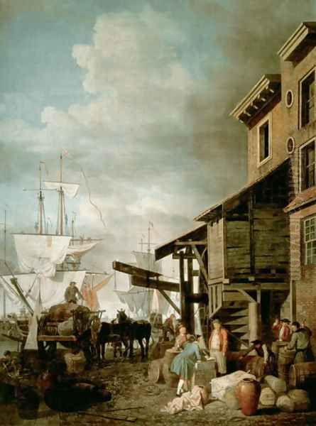 Custom House Quay Oil Painting by Samuel Scott