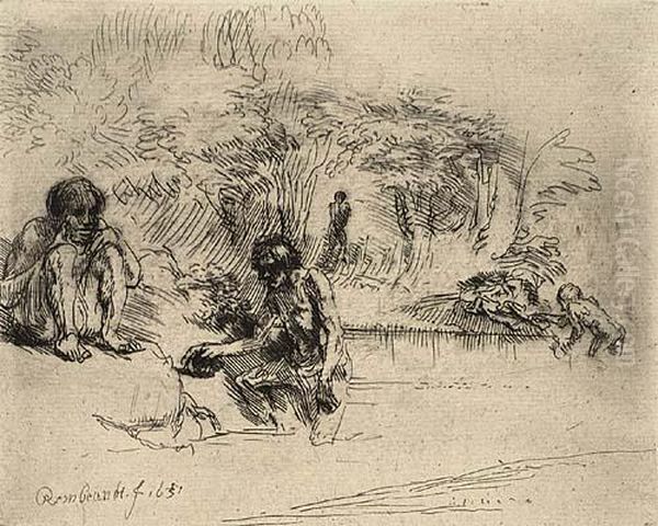 The Bathers Oil Painting by Rembrandt Van Rijn