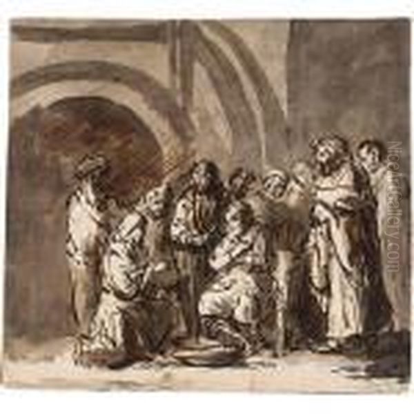 The Washing Of The Feet Oil Painting by Rembrandt Van Rijn