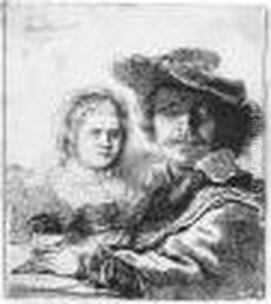 Self Portrait With Saskia (b., Holl.19; H.144; Bb.36-a) Oil Painting by Rembrandt Van Rijn