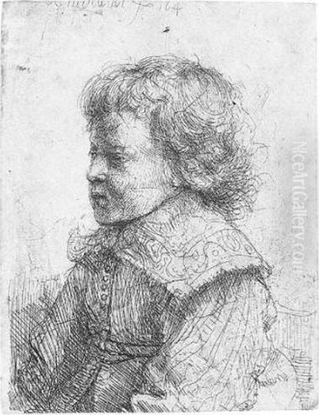 Portrait Of A Boy In Profile (b., Holl.310; H.188; Bb.41-k) Oil Painting by Rembrandt Van Rijn