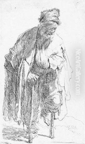 Beggar With A Wooden Leg (b., Holl.179; H.12; Bb.30-4) Oil Painting by Rembrandt Van Rijn