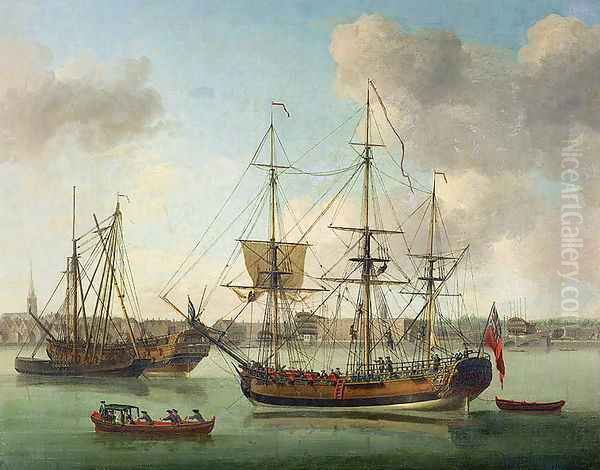 The Naval Dockyard at Deptford Oil Painting by Samuel Scott