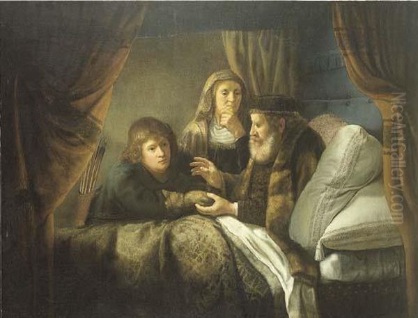 Isaac Blessing Jacob Oil Painting by Rembrandt Van Rijn