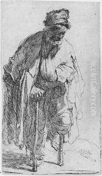 Beggar With A Wooden Leg (b., Holl.179; H.12; Bb.30-4) Oil Painting by Rembrandt Van Rijn