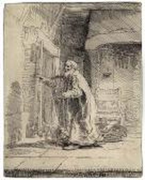 The Blindness Of Tobit: The Larger Plate Oil Painting by Rembrandt Van Rijn