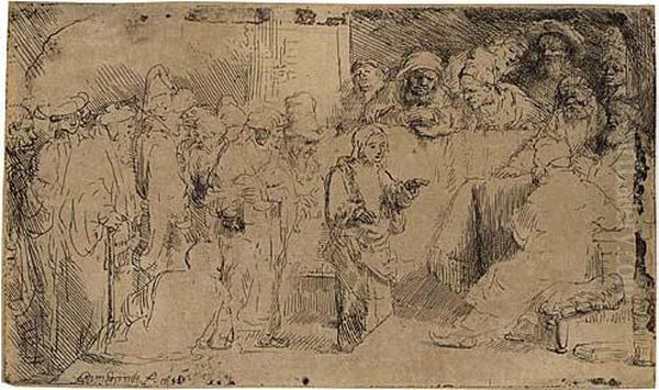 Christ Disputing With The Doctors Oil Painting by Rembrandt Van Rijn