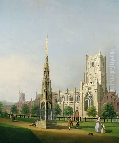 A View of Bristol High Cross and Cathedral, c.1750 Oil Painting by Samuel Scott