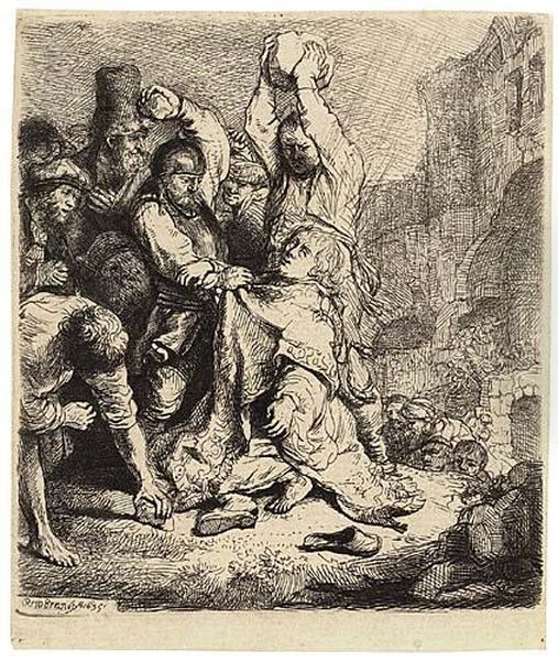 The Stoning Of St. Stephen Oil Painting by Rembrandt Van Rijn