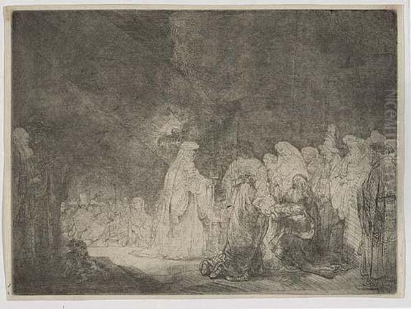 The Presentation In The Temple: Oblong Print Oil Painting by Rembrandt Van Rijn