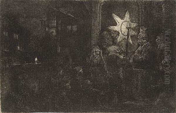 The Star Of The Kings: A Night Piece Oil Painting by Rembrandt Van Rijn