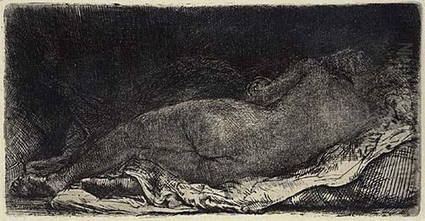 Negress Lying Down Oil Painting by Rembrandt Van Rijn