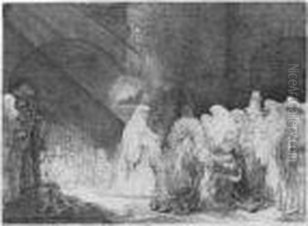 The Presentation In The Temple: 
Oblong Print (b., Holl.49; Hind 162; Bjorklund & Barnard 40-l) Oil Painting by Rembrandt Van Rijn