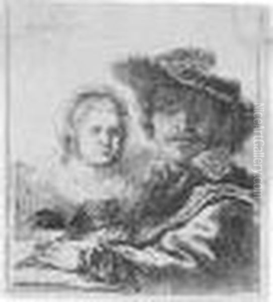 Self Portrait With Saskia (b., Holl.19; Hind 144; Bjorklund & Barnard 36-a) Oil Painting by Rembrandt Van Rijn