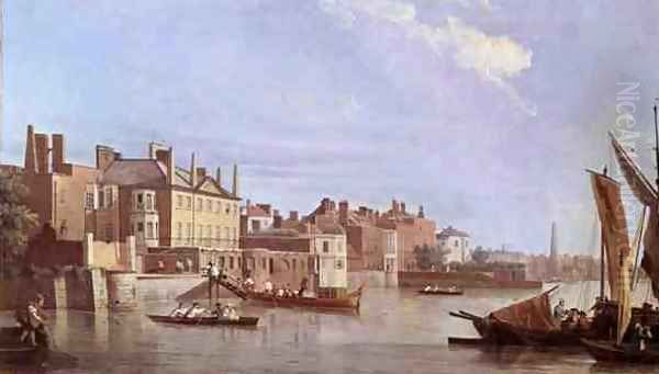 View downstream from Westminster Bridge, c.1774 Oil Painting by Samuel Scott