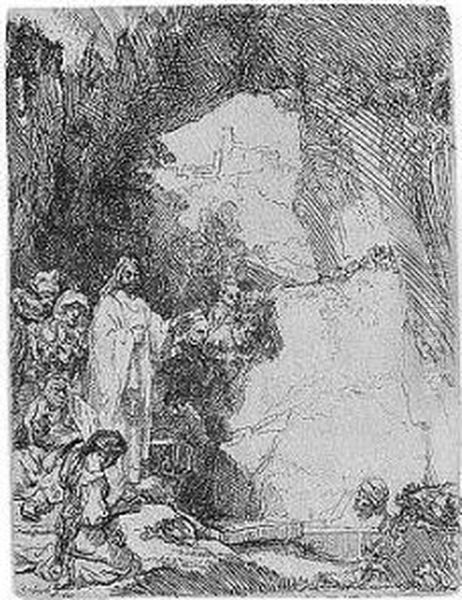 The Raising Of Lazarus. Small Plate (b., Holl.72; H.198; Bb.42-b) Oil Painting by Rembrandt Van Rijn