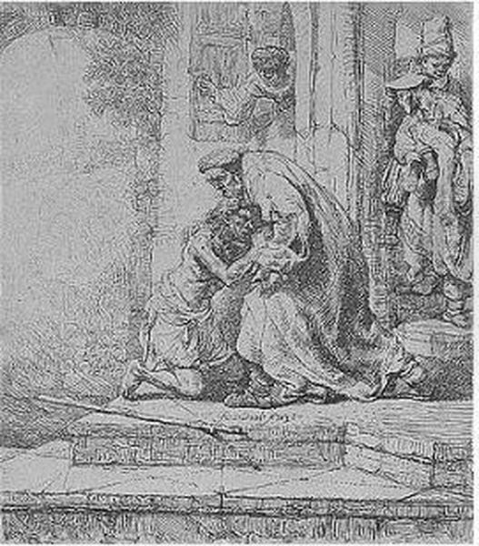 The Return Of The Prodigal Son (b., Holl.91; H.147; Bb.36-d) Oil Painting by Rembrandt Van Rijn