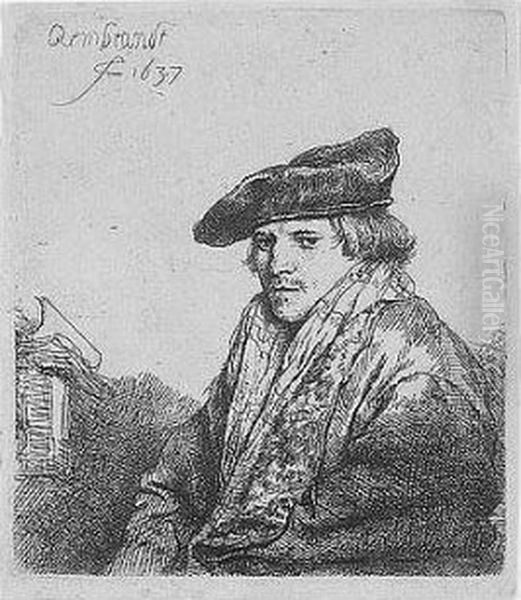 Young Man In A Velvet Cap (b., Holl.268; H.151; Bb.37-c) Oil Painting by Rembrandt Van Rijn