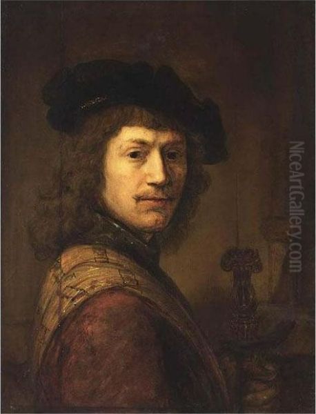 And Black Baret And Oil Painting by Rembrandt Van Rijn