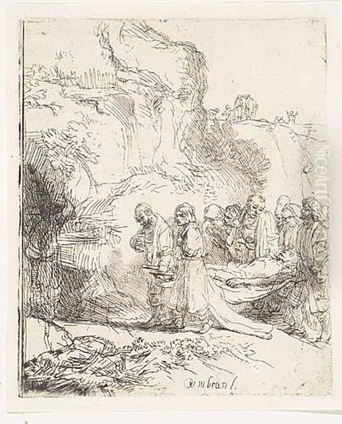 Christ Carried To The Tomb<</b> Oil Painting by Rembrandt Van Rijn