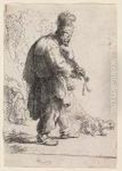 The Blind Fiddler<</b> Oil Painting by Rembrandt Van Rijn