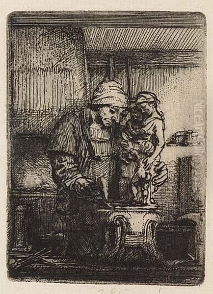 The Goldsmith<</b> Oil Painting by Rembrandt Van Rijn