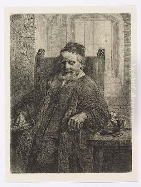 Jan Lutma, Goldsmith<</b> Oil Painting by Rembrandt Van Rijn