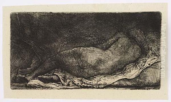 Negress Lying Down<</b> Oil Painting by Rembrandt Van Rijn