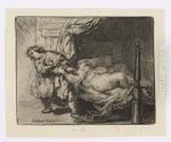 Joseph And Potiphar's Wife<</b> Oil Painting by Rembrandt Van Rijn