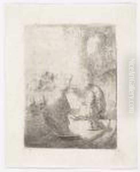 Christ Disputing With The Doctors: Small Plate<</b> Oil Painting by Rembrandt Van Rijn