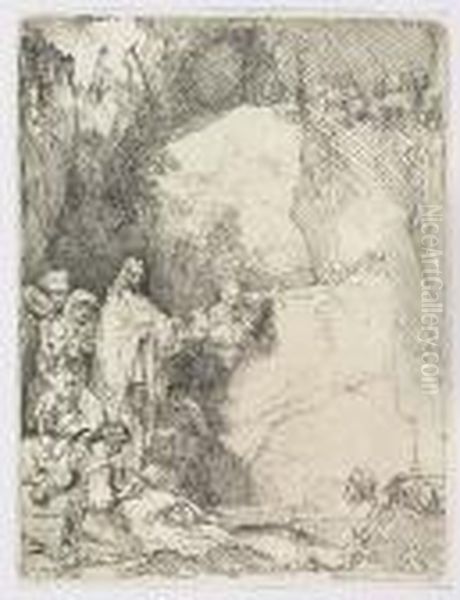 The Raising Of Lazarus: Small Plate<</b> Oil Painting by Rembrandt Van Rijn