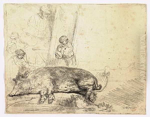 The Hog<</b> Oil Painting by Rembrandt Van Rijn