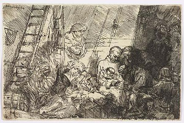 The Circumcision In The Stable<</b> Oil Painting by Rembrandt Van Rijn