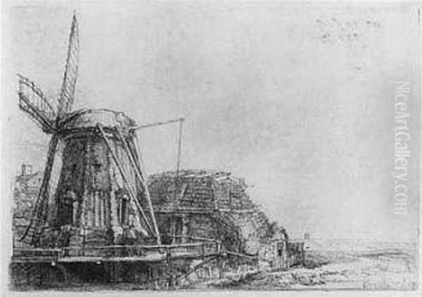 The Windmill (b., Holl. 233, H. 179; Bb. 41-c) Oil Painting by Rembrandt Van Rijn