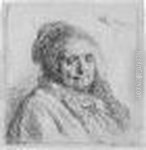 Artist's Mother, Head And Bust: Three-quarters Right (b., Holl.354; H.1; Bb.28-a) Oil Painting by Rembrandt Van Rijn