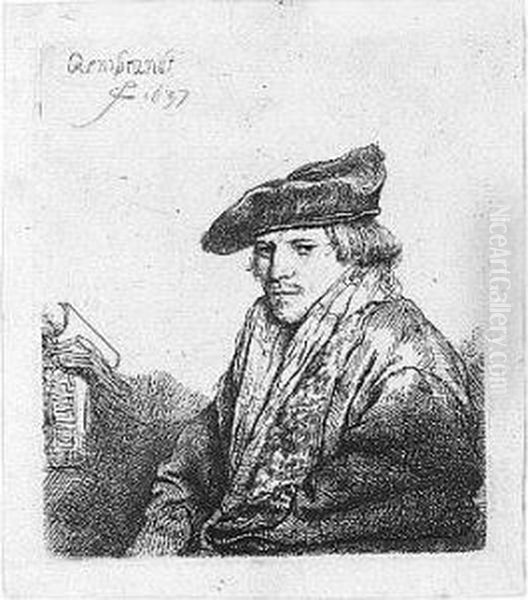 Young Man In A Velvet Cap (b., Holl.268; H.151; Bb.37-c) Oil Painting by Rembrandt Van Rijn