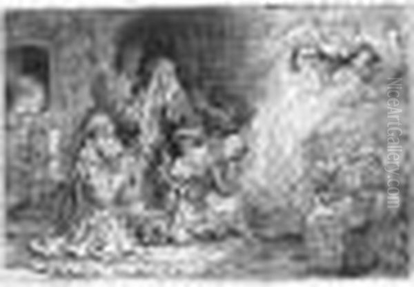 The Angel Departing From The 
Family Of Tobias (bartsch, Hollstein 43; Hind 185; Bjorklund & 
Barnard 41-c) Oil Painting by Rembrandt Van Rijn