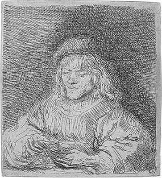 The Cardplayer (b., Holl.136; H.190; Bb.41-m) Oil Painting by Rembrandt Van Rijn