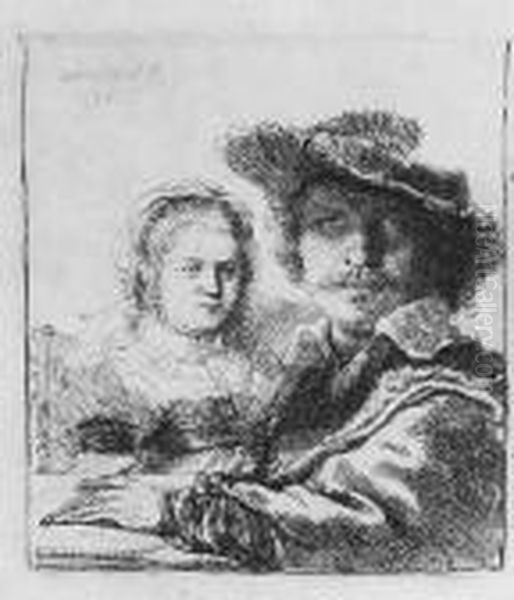 Self Portrait With Saskia (b., Holl. 19; H. 144; Bb. 36-a) Oil Painting by Rembrandt Van Rijn