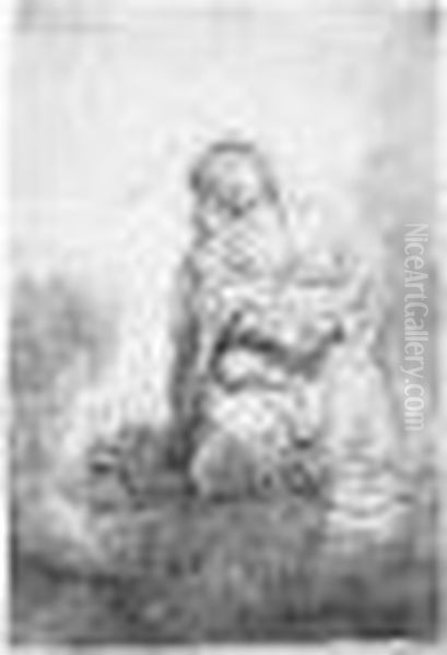 Etching, 1641, A Clearly Printed
 Counterproof Of The Only State, On Paper With A Strasbourg Lily 
Watermark, A Narrow Margin In Places Below, Trimmed On And Just Within 
The Platemark Oil Painting by Rembrandt Van Rijn