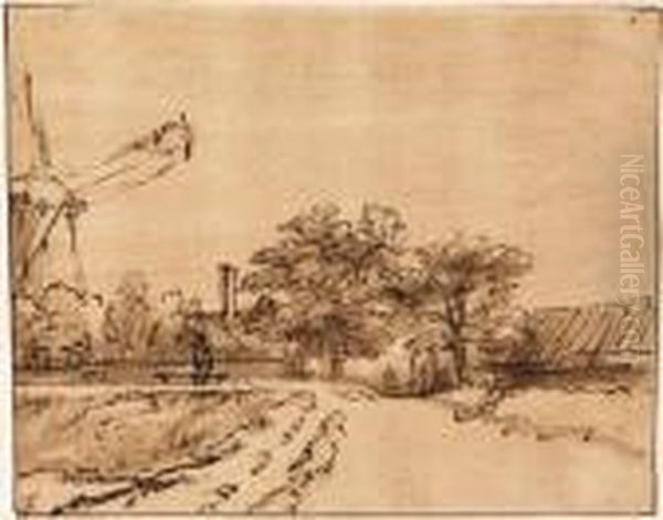 The Ramparts Near The Bulwark Beside The City Gate At St.anthonispoort, Amsterdam Oil Painting by Rembrandt Van Rijn