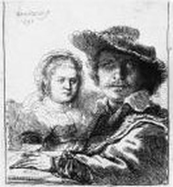 Self Portrait With Saskia Oil Painting by Rembrandt Van Rijn