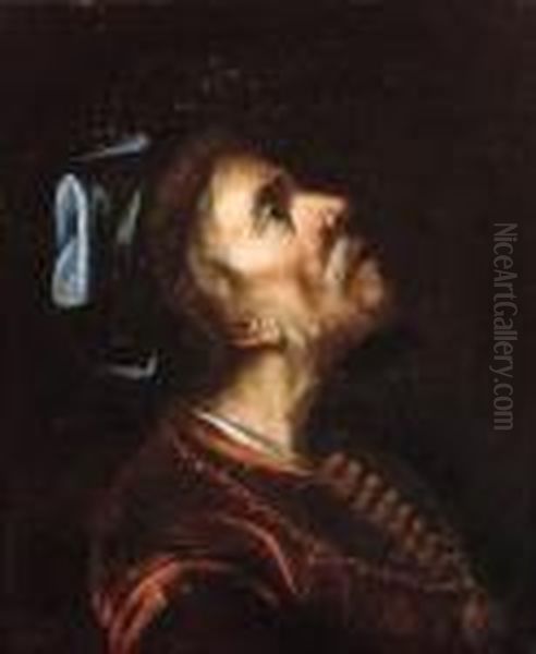 A Man In Oriental Costume, A Fragment (?) Oil Painting by Rembrandt Van Rijn