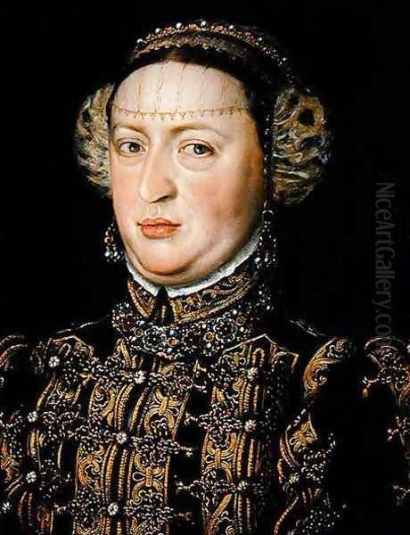 Catherine of Austria, Queen of Portugal 1507-78 Oil Painting by Alonso Sanchez Coello