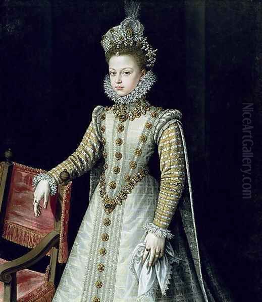 The Infanta Isabel Clara Eugenie 1566-1633 1579 Oil Painting by Alonso Sanchez Coello