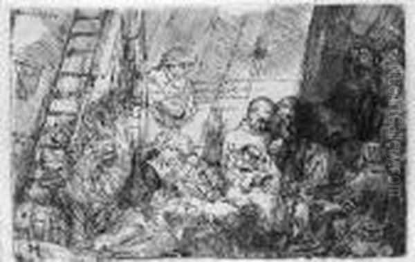 The Circumcision In The Stable (b., Holl. 47; H. 274) Oil Painting by Rembrandt Van Rijn