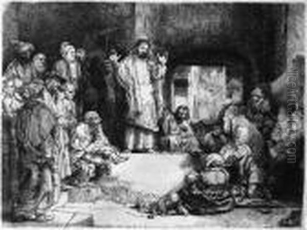 Christ Preaching ('la Petite Tombe') Oil Painting by Rembrandt Van Rijn