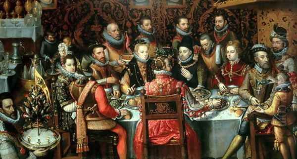 The Banquet of the Monarchs, c.1599 Oil Painting by Alonso Sanchez Coello